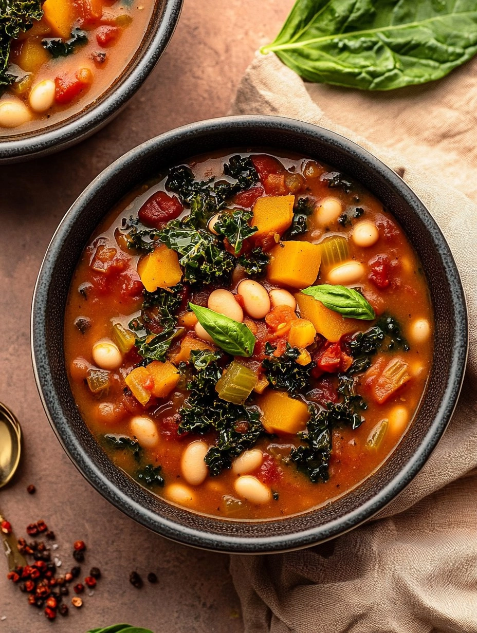 One-Pot Creamy Tuscan White Bean & Kale Soup