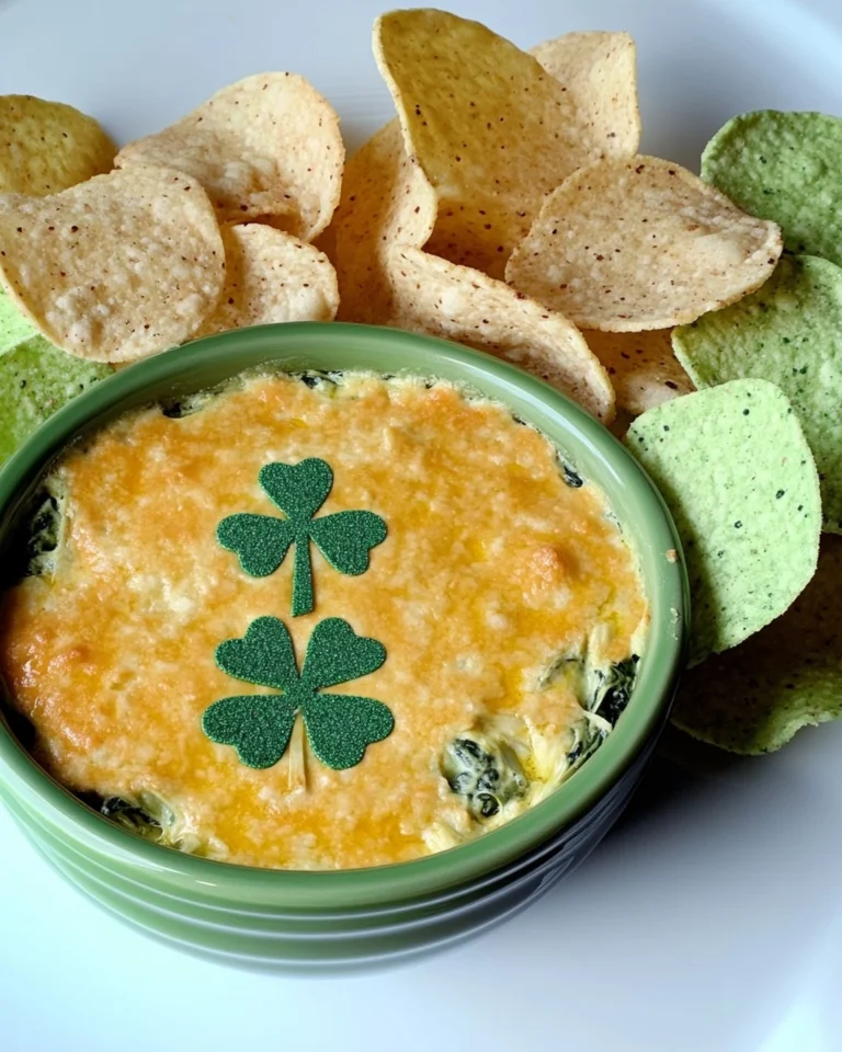 Shamrock-Spinach-Artichoke-Dip-with-Green-Tortilla-Chips-Recipe
