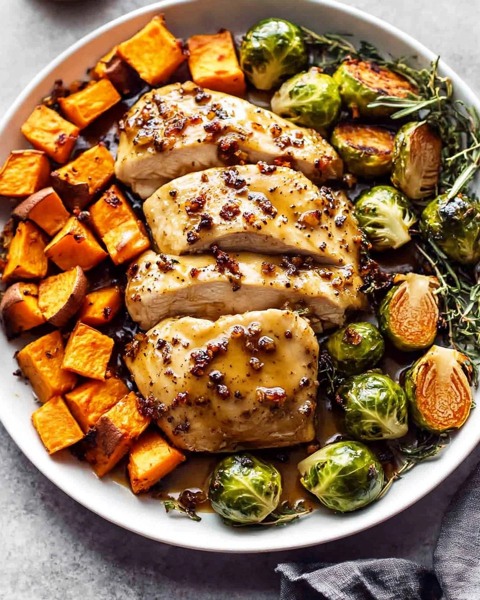 Sheet-Pan Maple Dijon Chicken with Brussels Sprouts & Sweet Potatoes