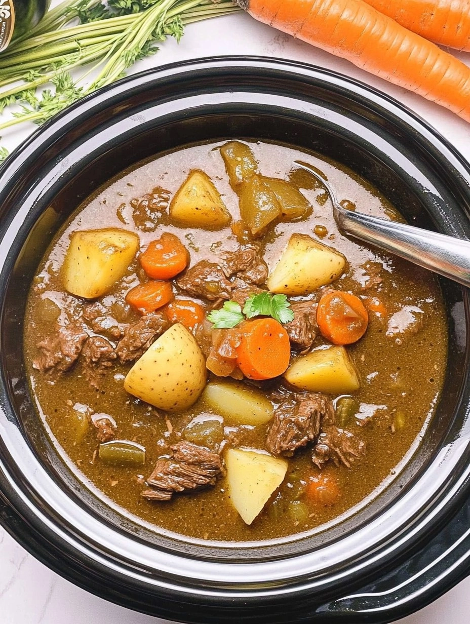Slow Cooker Guinness Beef Stew with Potatoes & Carrots