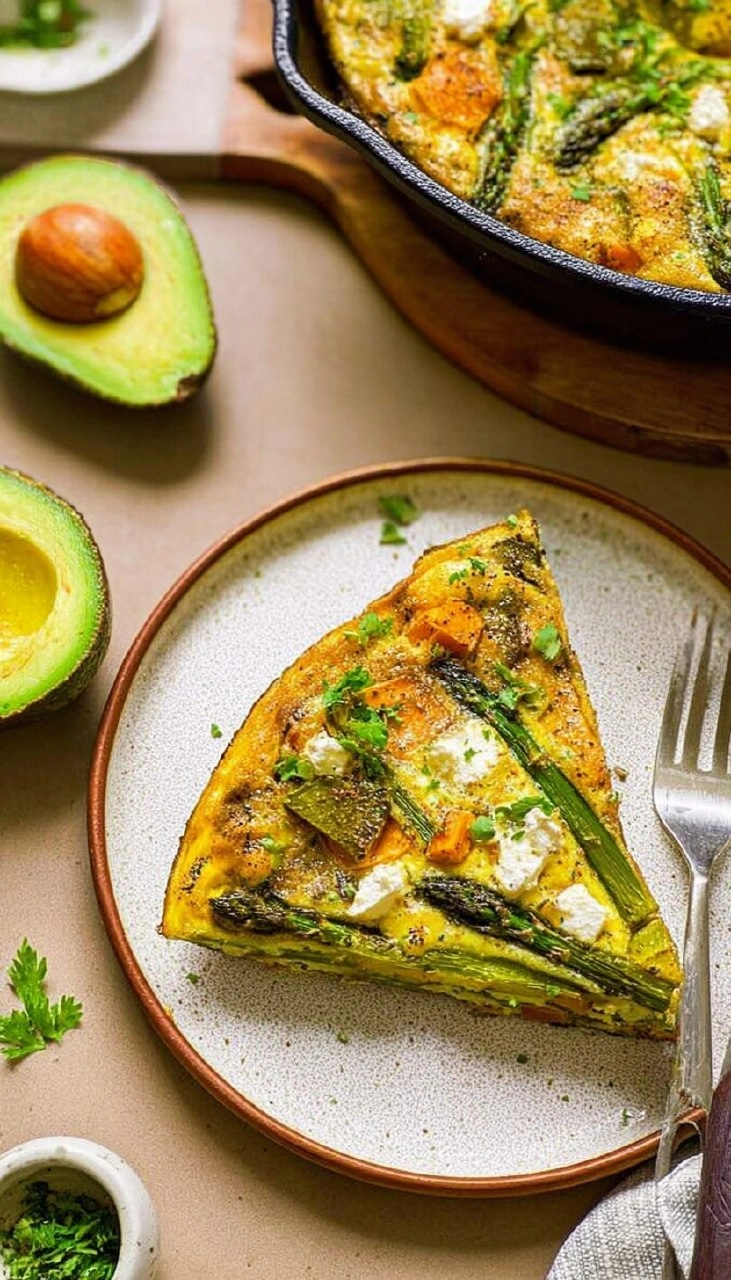 Asparagus Frittata with Goat Cheese & Sweet Potatoes 106 Asparagus Frittata with Goat Cheese & Sweet Potatoes