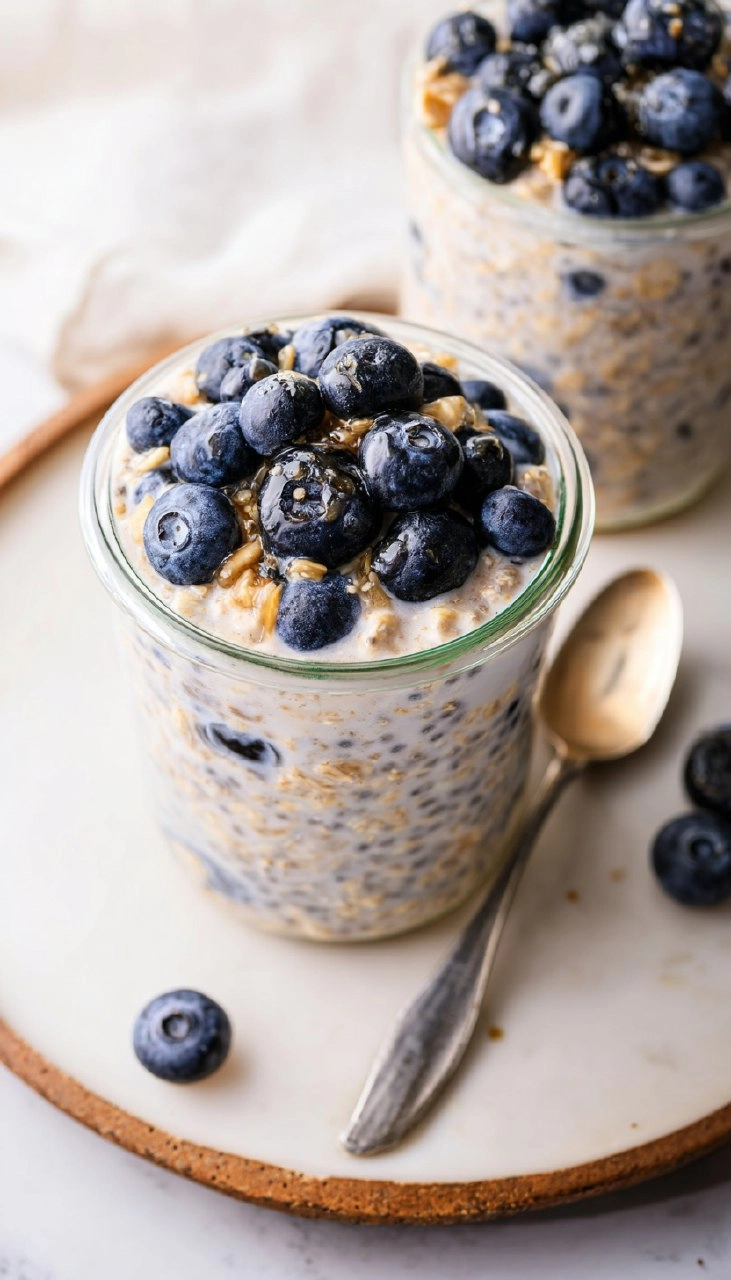 Blueberry Overnight Oats (5-Ingredient, Meal-Prep)