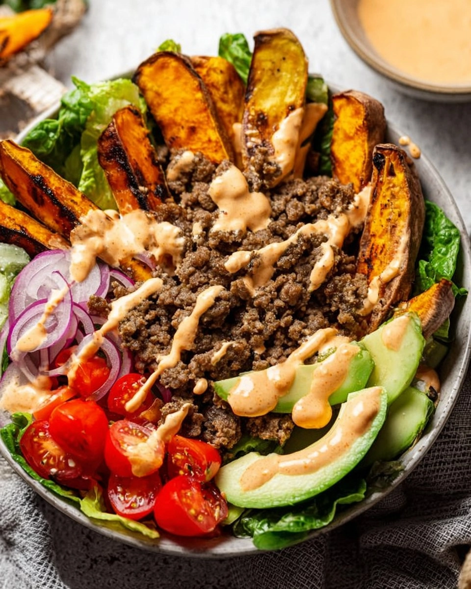 Burger-Bowls-with-Chipotle-Ranch-Sweet-Potato-Fries-Recipe