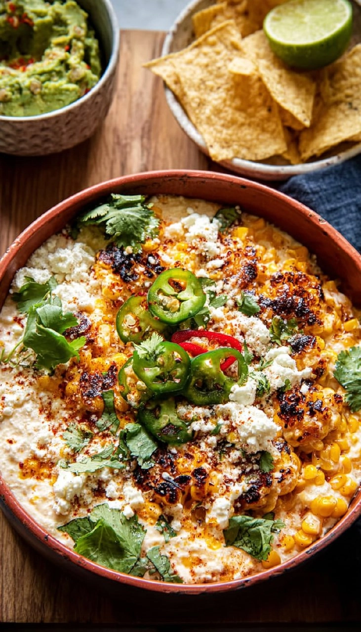 Cinco de Mayo Street Corn Dip & Guacamole Board