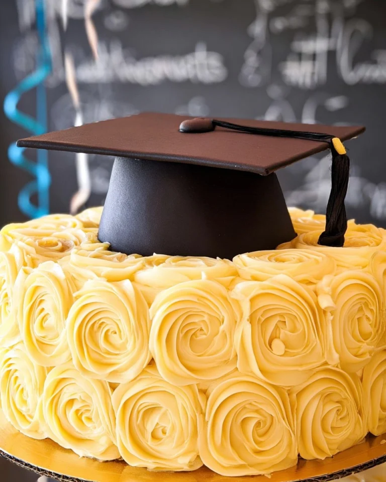 Elegant-Graduation-Cake-with-Fondant-Cap-Topper-Recipe