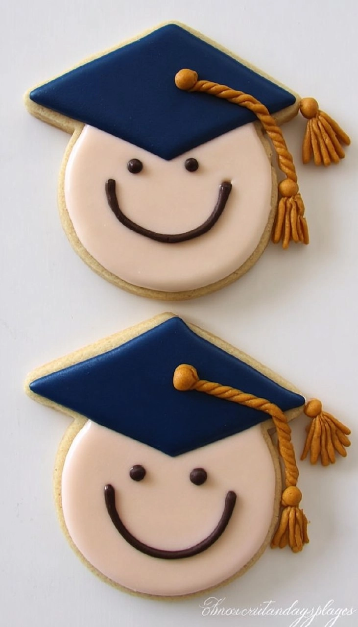 Graduation Cap & Diploma Sugar Cookies