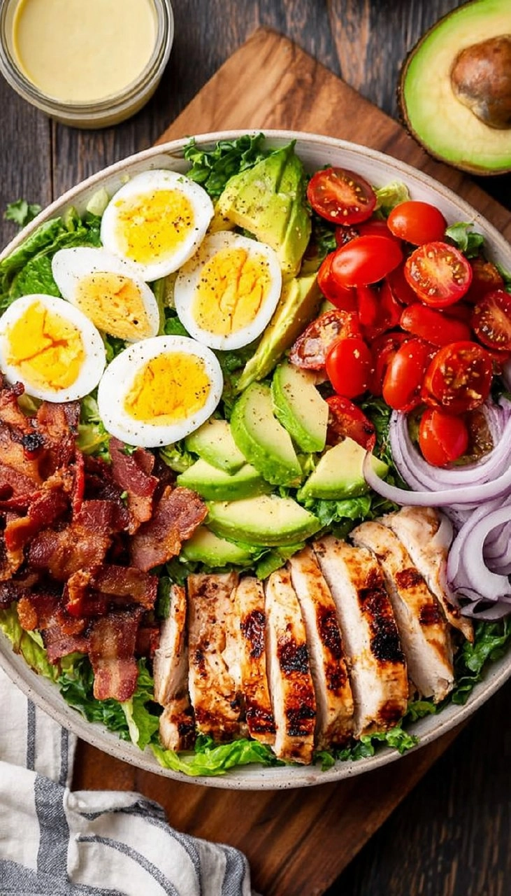 Healthy Grilled Chicken Cobb Salad with Honey Dijon Dressing