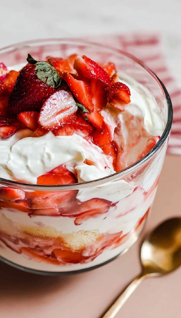 Strawberry Shortcake Trifle with Angel Food Cake
