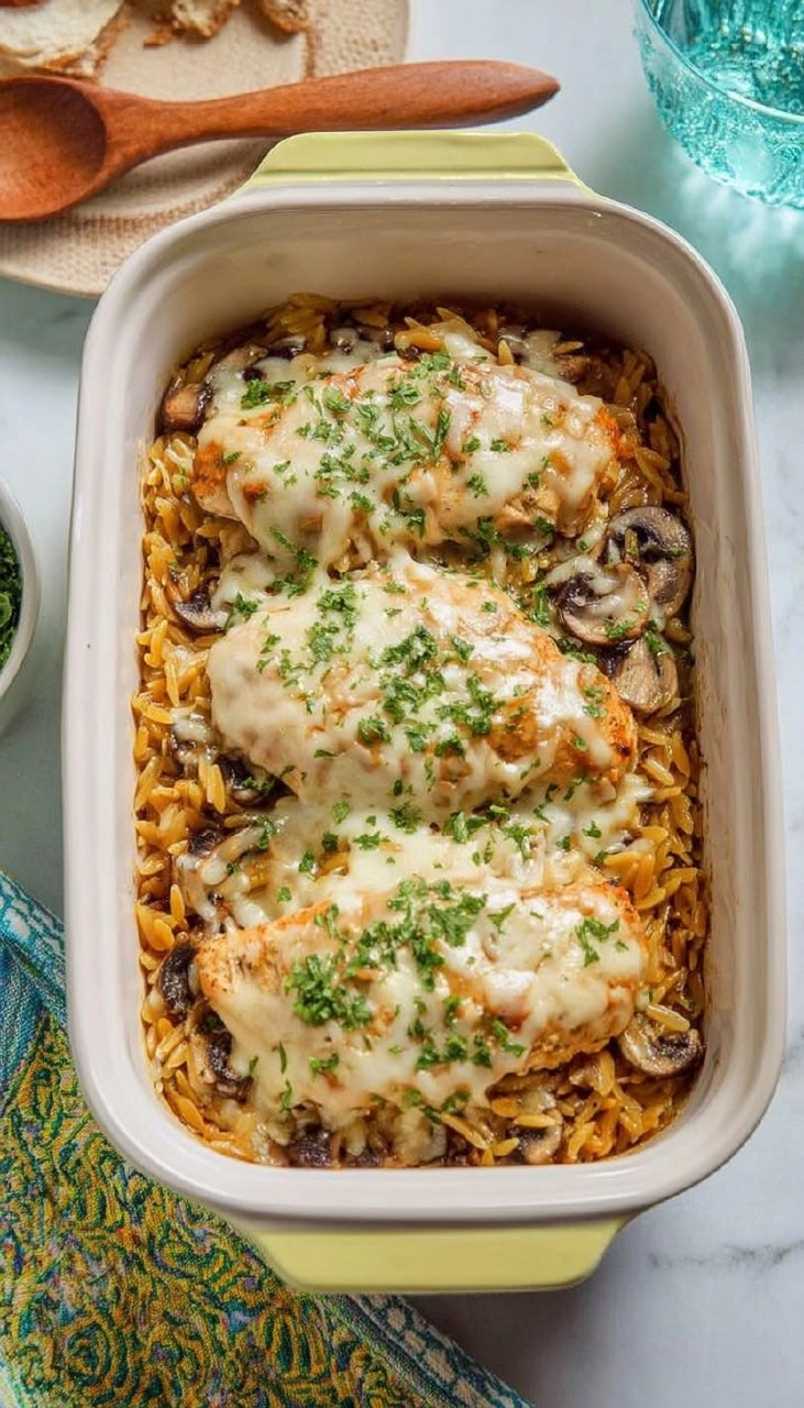 Creamy Chicken Orzo Bake