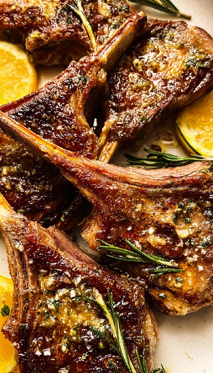 Garlic Rosemary Lamb Chops with Lemon Butter