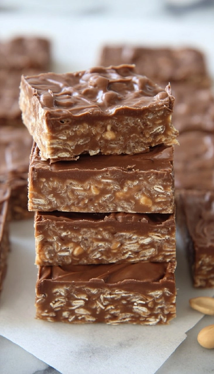 No Bake Chocolate Peanut Butter Oat Bars
