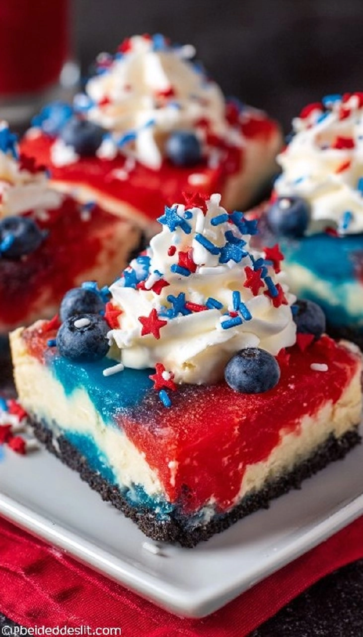 Red White and Blue Cheesecake Bars