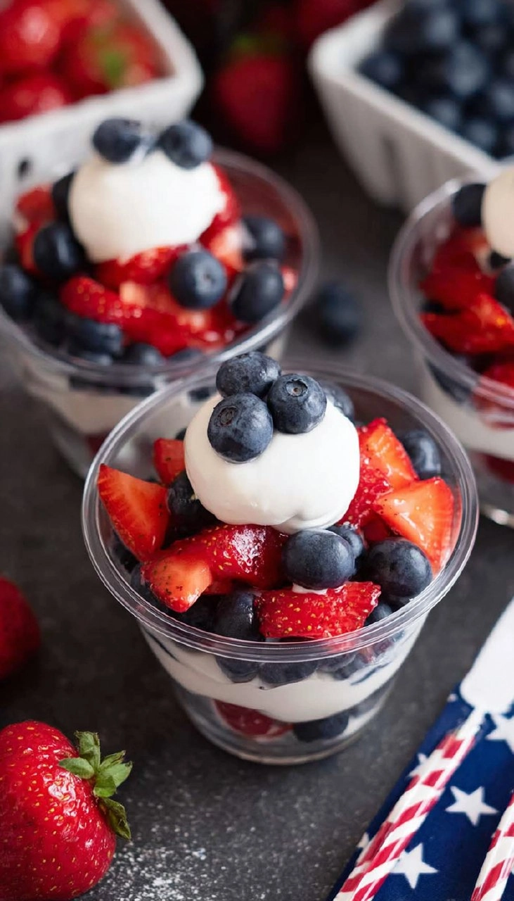 Red, White and Blue Fruit Cups