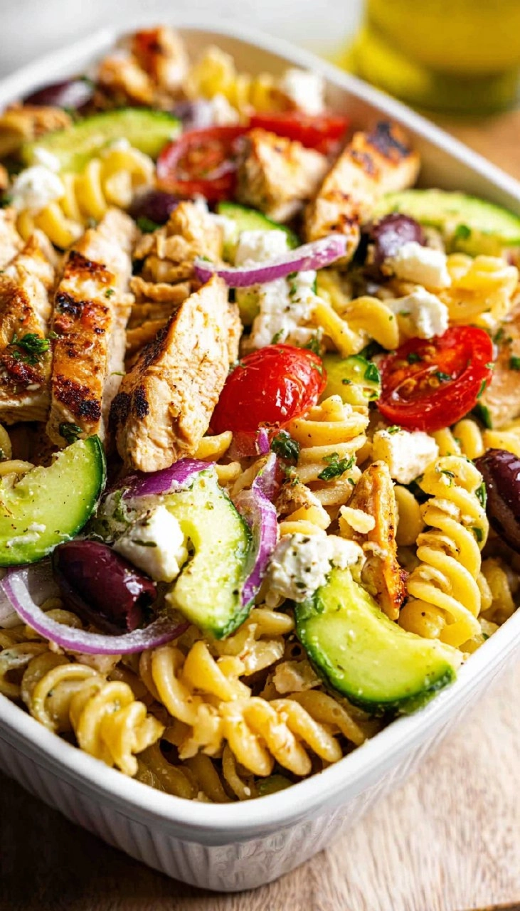 Greek Chicken Pasta Salad (Healthy, High Protein, Easy Meal Prep)