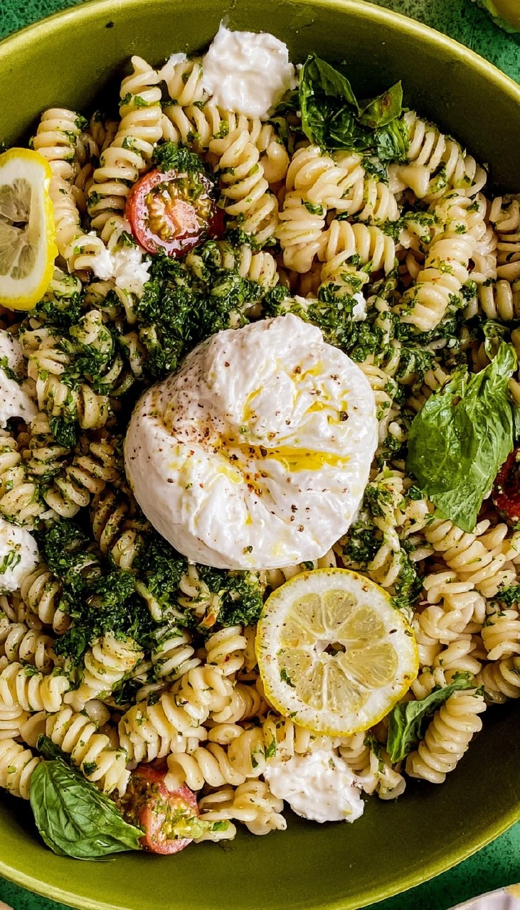 Lemon Herb Pasta Salad with Burrata 116 Lemon Herb Pasta Salad with Burrata