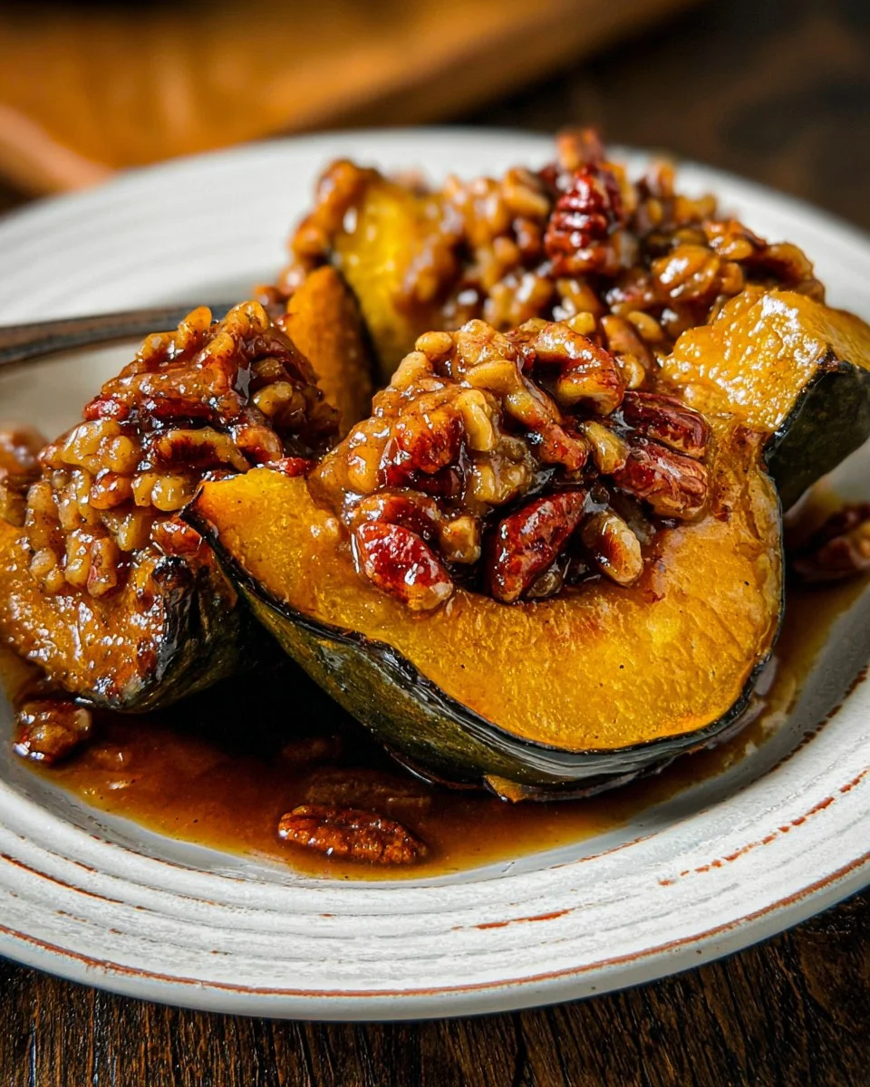 Baked Acorn Squash with Maple Pecan Glaze