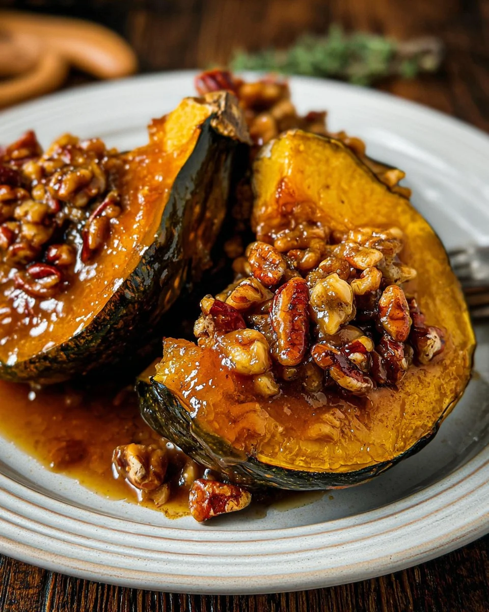 Baked Acorn Squash with Maple Pecan Glaze