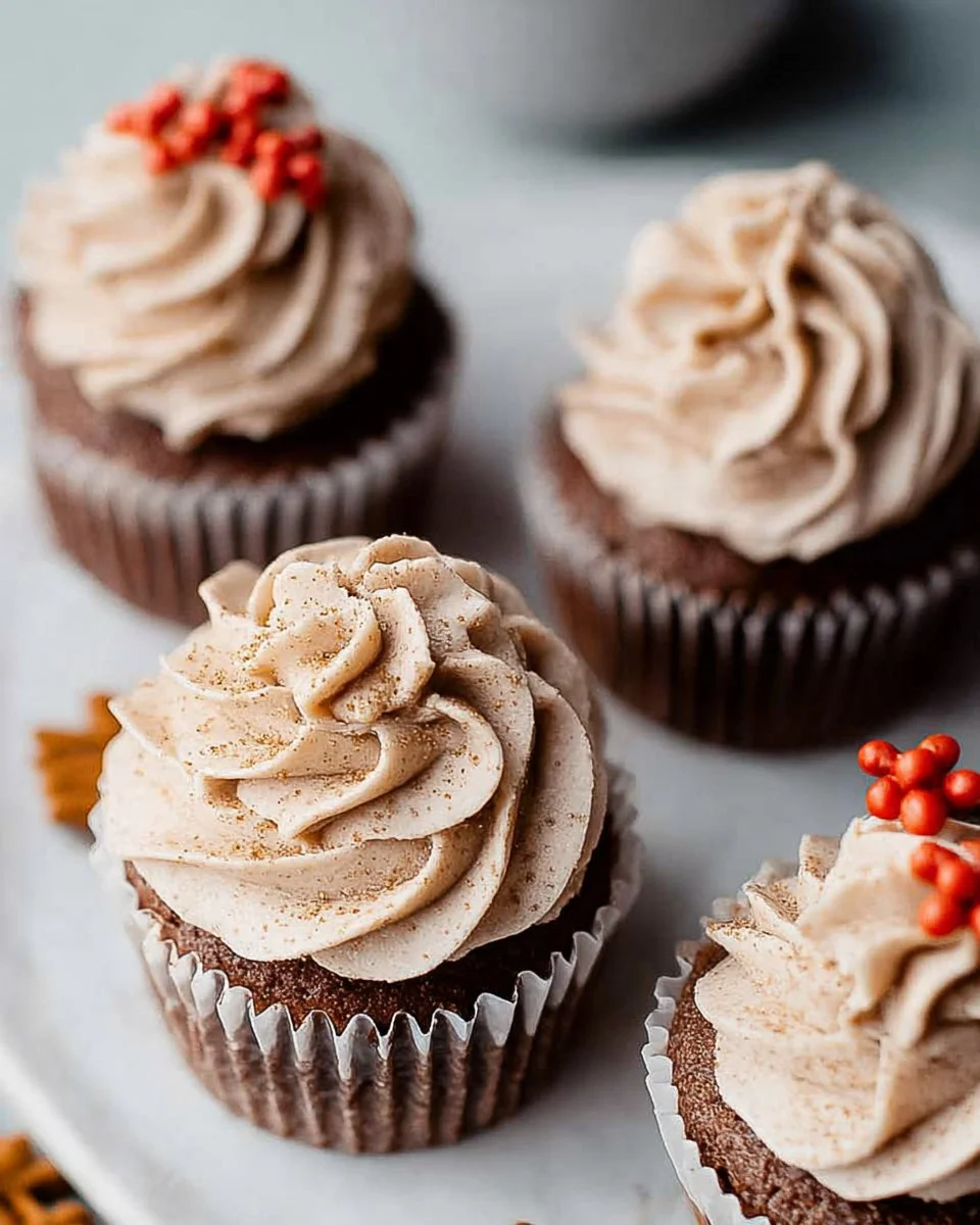 Gingerbread Cupcakes with Cinnamon Vanilla Buttercream Frosting