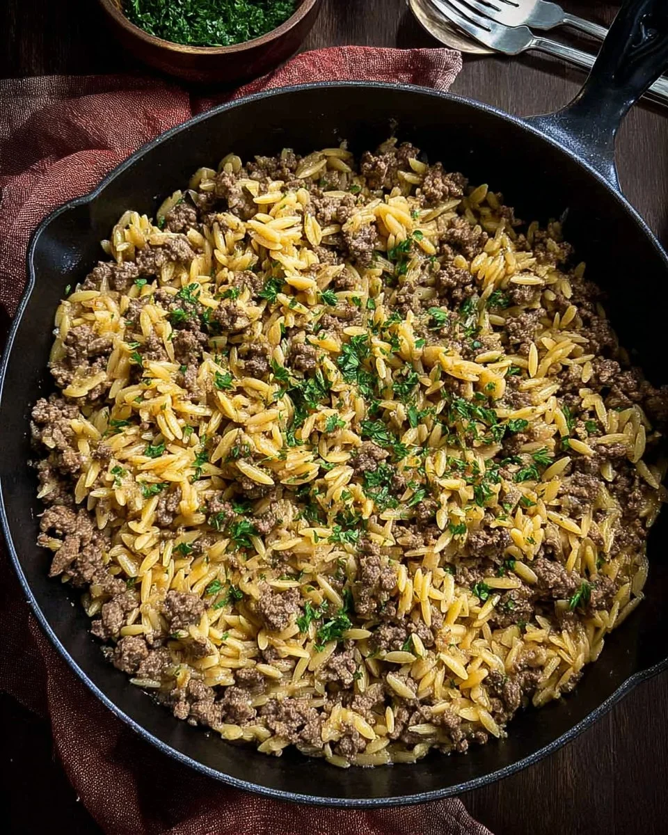 One Pan Cheesy Beef Orzo 115 One Pan Cheesy Beef Orzo
