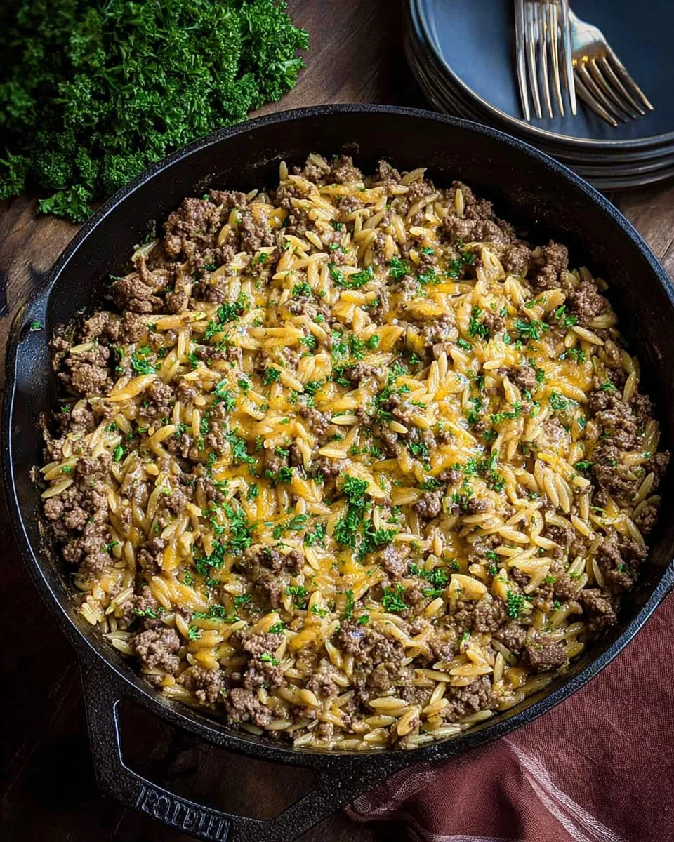 One Pan Cheesy Beef Orzo 116 One Pan Cheesy Beef Orzo