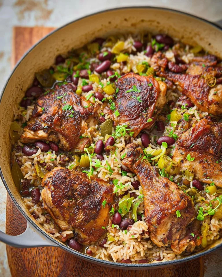 One Pot Jamaican Chicken with Rice and Peas