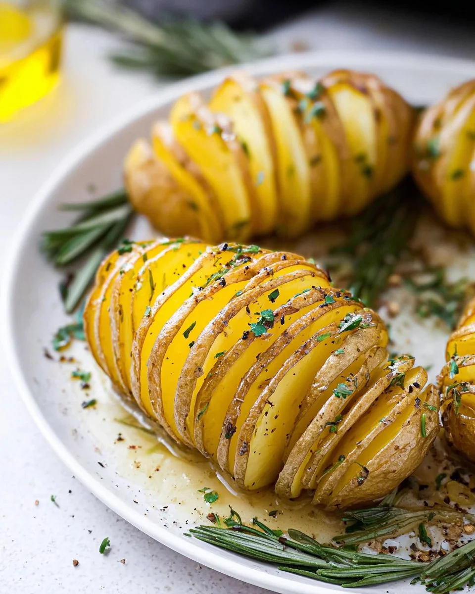 Garlic Herb Hasselback Yukon Gold Potatoes